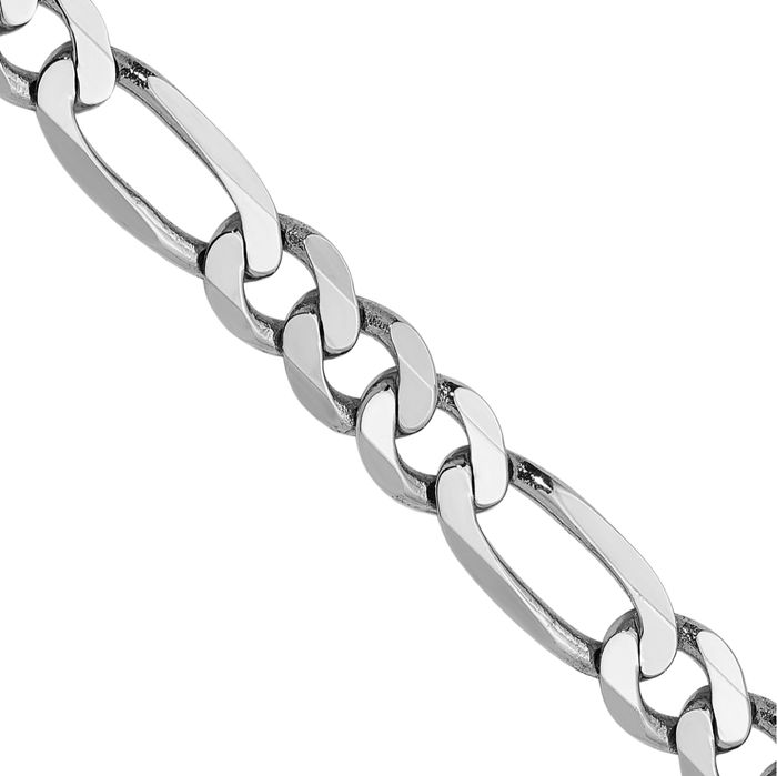 14K Solid White Gold 5mm Figaro Link Chain Necklace