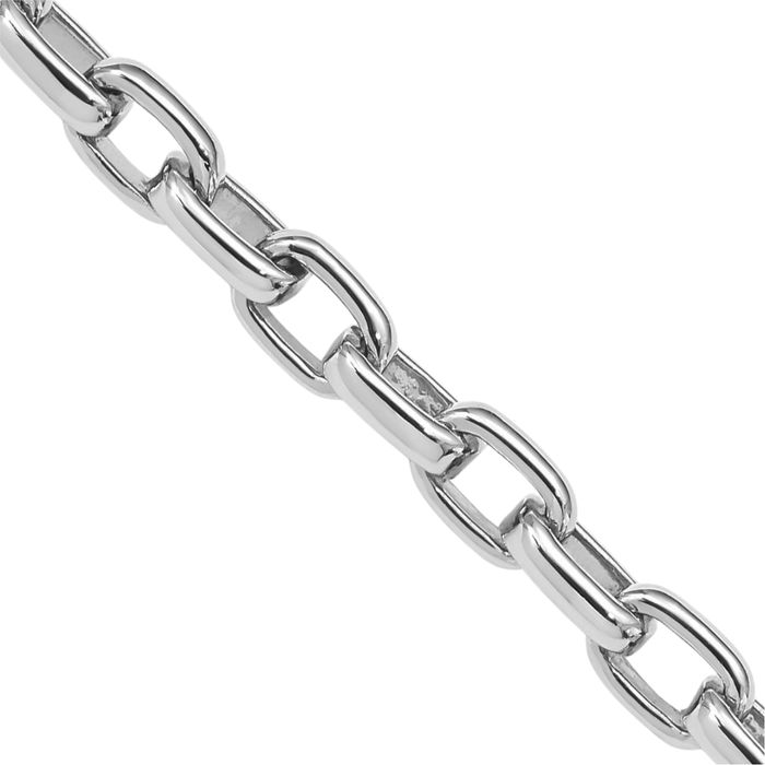 14K Solid White Gold 5mm Link Chain Bracelet