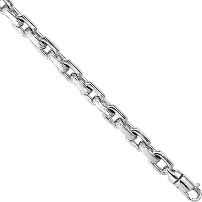 14K Solid White Gold 5mm Link Chain Bracelet