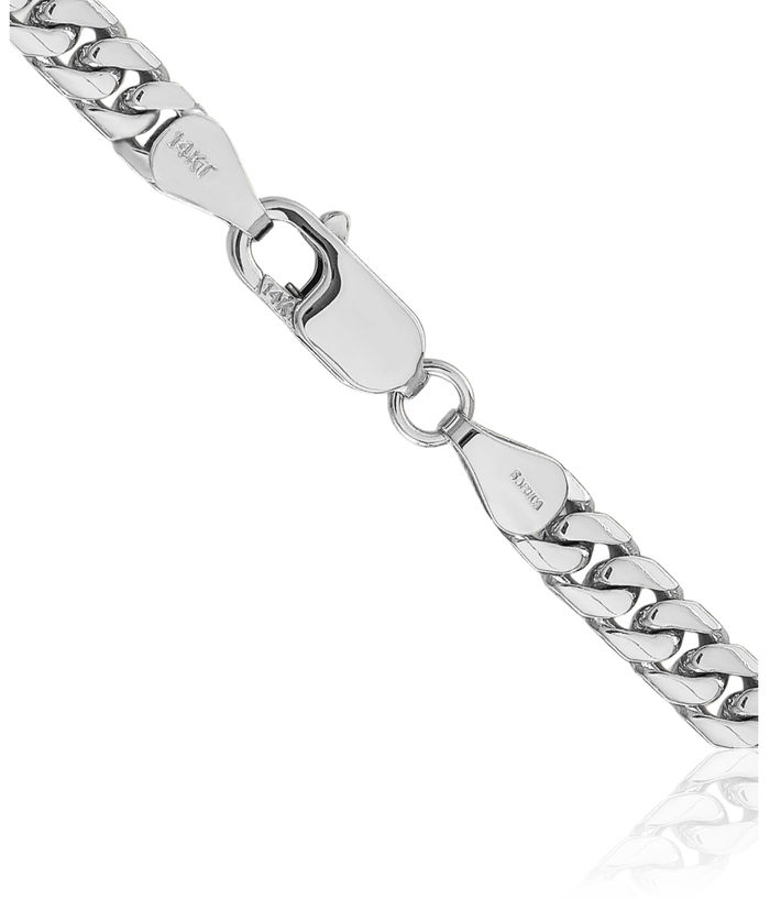 14K Solid White Gold 5mm Miami Cuban Curb Link Chain Necklace