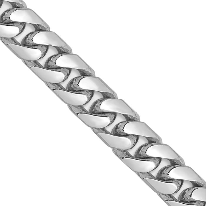 14K Solid White Gold 5mm Miami Cuban Curb Link Chain Necklace