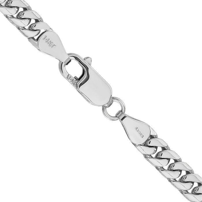 14K Solid White Gold 5mm Miami Cuban Curb Link Chain Necklace