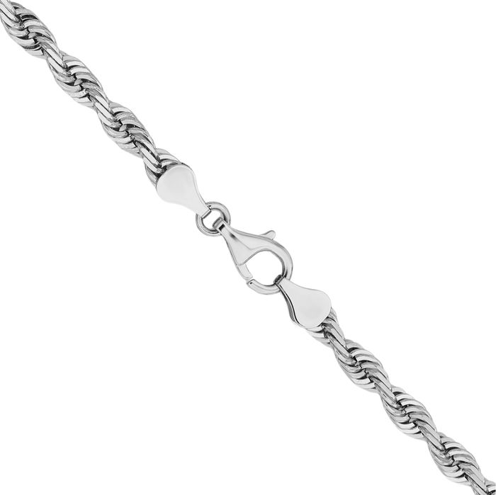 14K Solid White Gold 5mm Quadruple Rope Chain Twisted Link Necklace