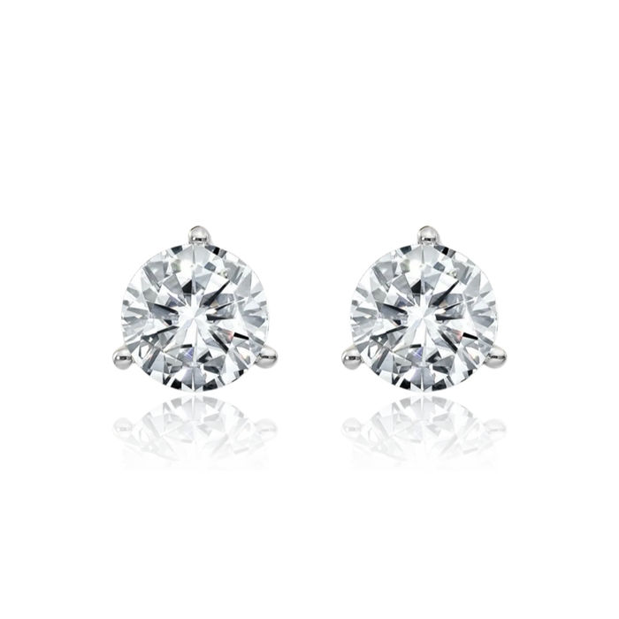 14K Solid White Gold 5mm Round Solitaire Moissanite Stud Earrings