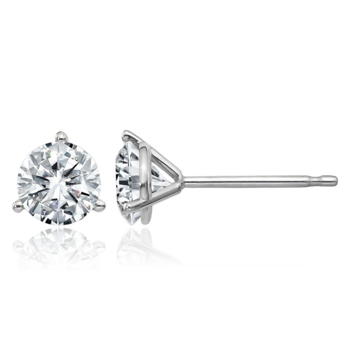 14K Solid White Gold 5mm Round Solitaire Moissanite Stud Earrings