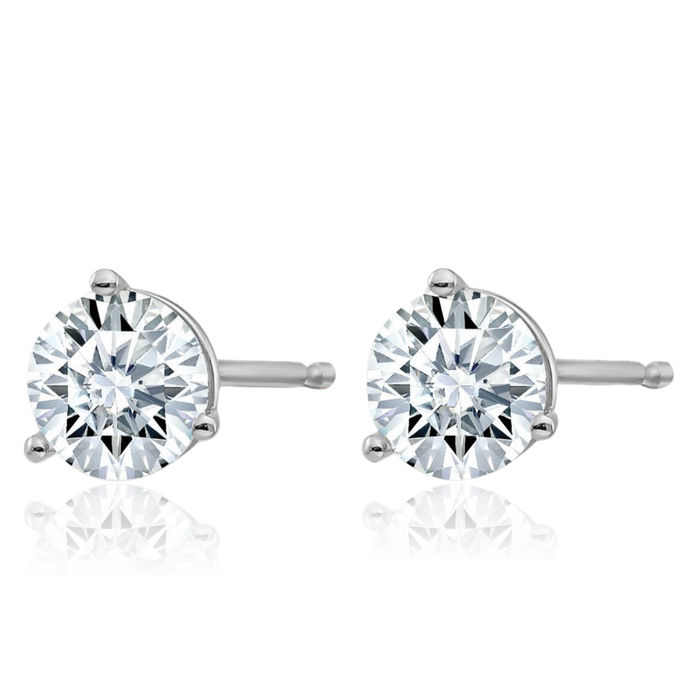 14K Solid White Gold 5mm Round Solitaire Moissanite Stud Earrings