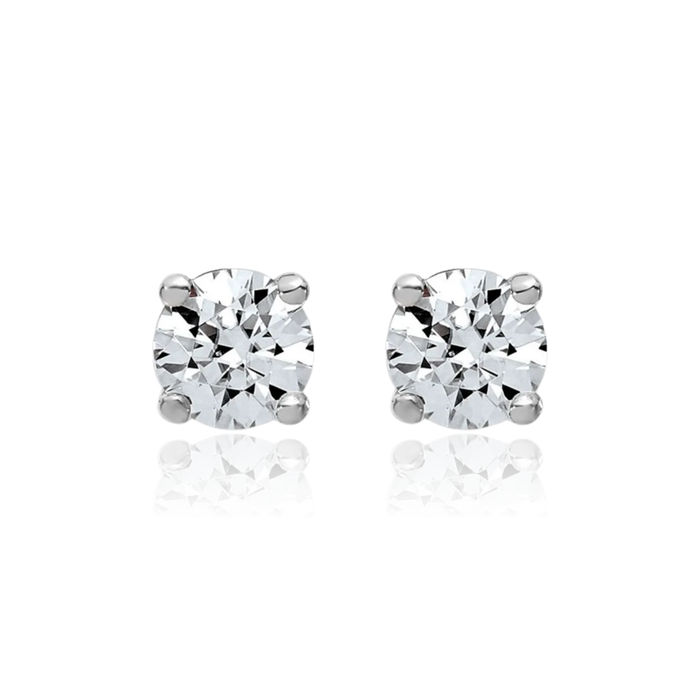 14K Solid White Gold 5mm Round Solitaire Moissanite Stud Earrings