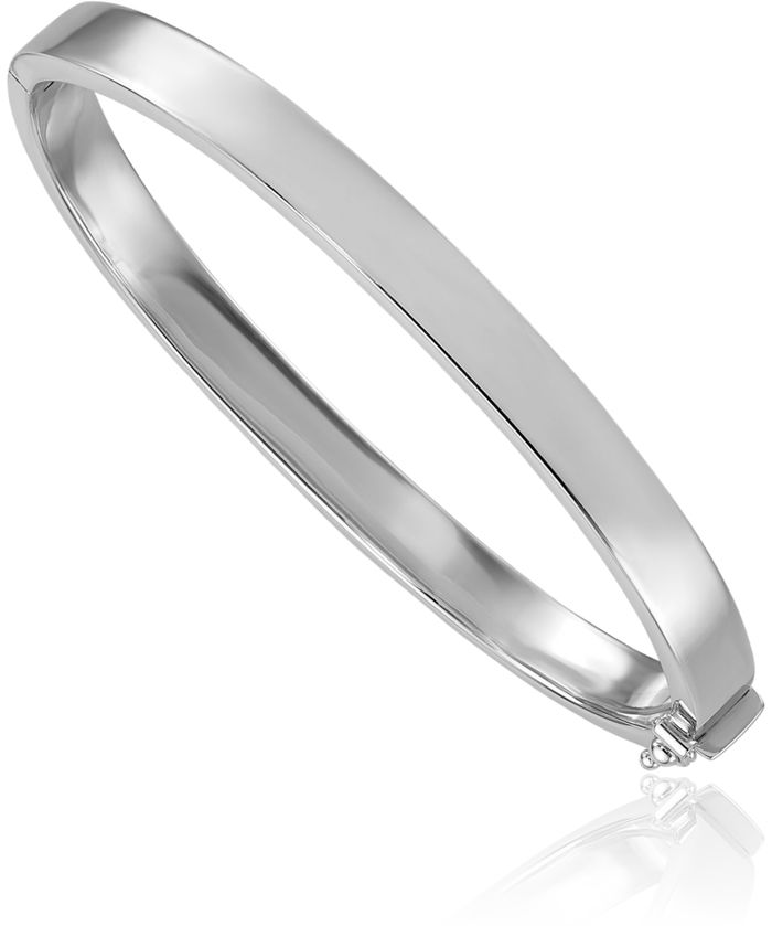 14K Solid White Gold 6.1mm Bangle Bracelet