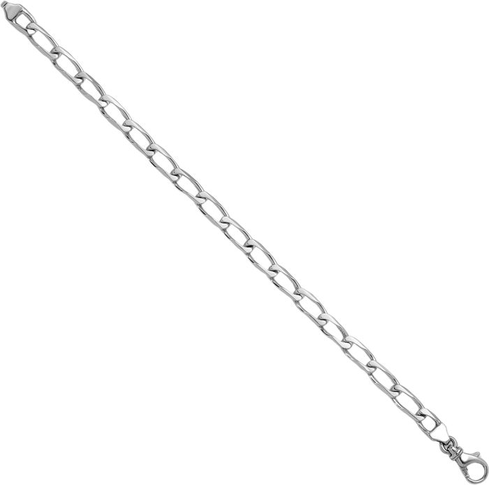 14K Solid White Gold 6.1mm Curb Link Chain Bracelet