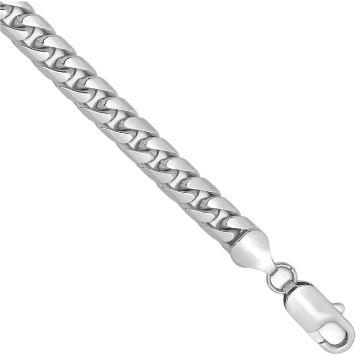 14K Solid White Gold 6.25mm Miami Cuban Curb Link Chain Bracelet