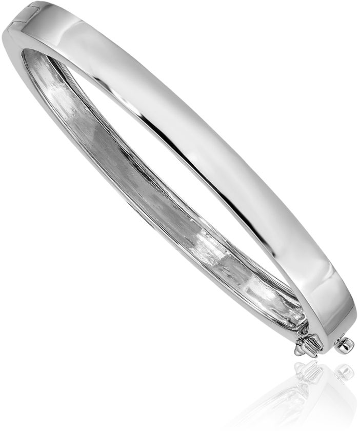 14K Solid White Gold 6.3mm Bangle Bracelet