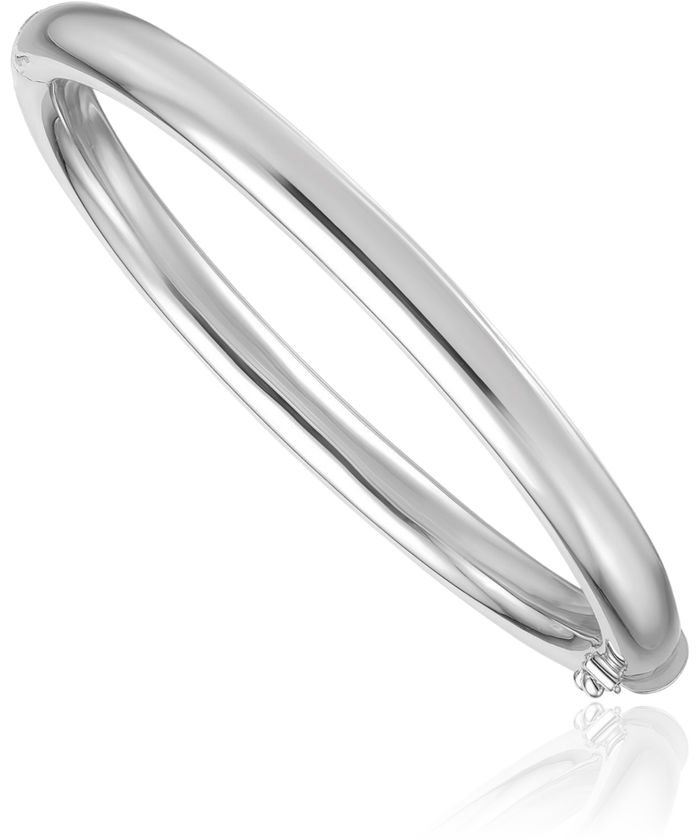 14K Solid White Gold 6.3mm Bangle Bracelet