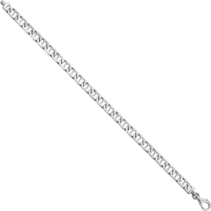 14K Solid White Gold 6.5mm Anchor Mariner Link Chain Bracelet