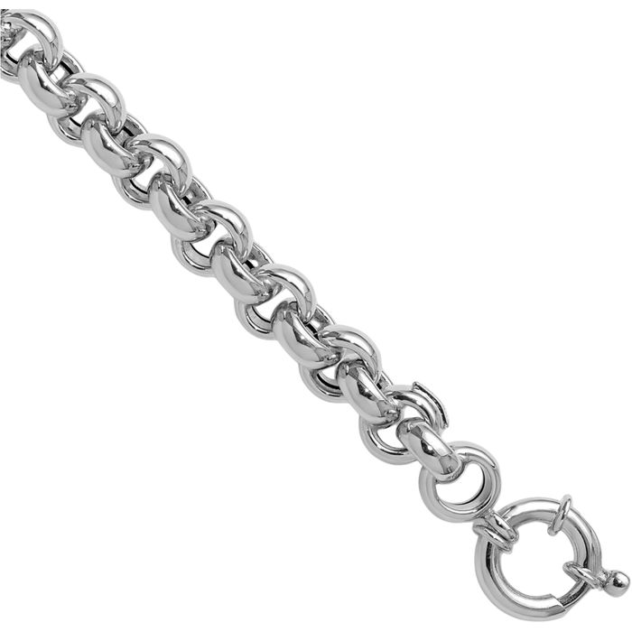 14K Solid White Gold 6.8mm Cable Rolo Link Chain Bracelet