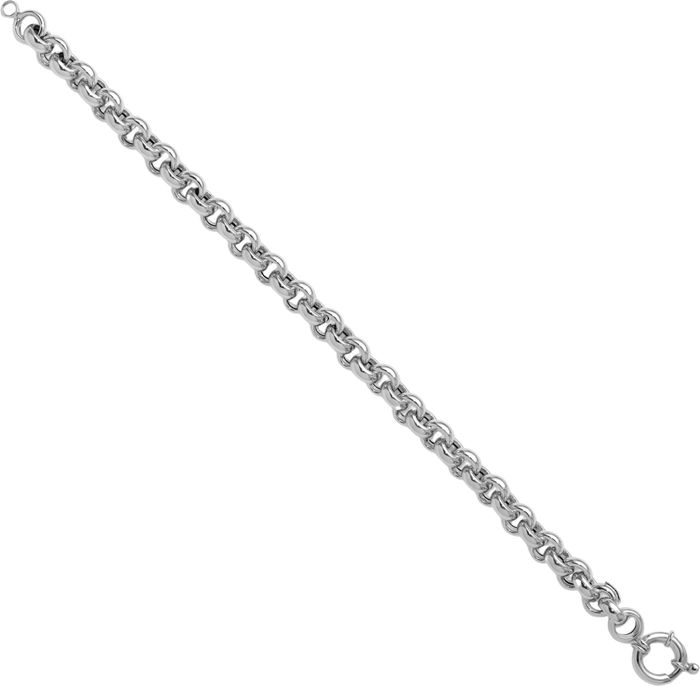 14K Solid White Gold 6.8mm Cable Rolo Link Chain Bracelet