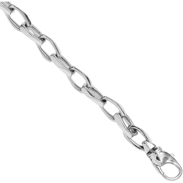 14K Solid White Gold 6.8mm Link Chain Bracelet