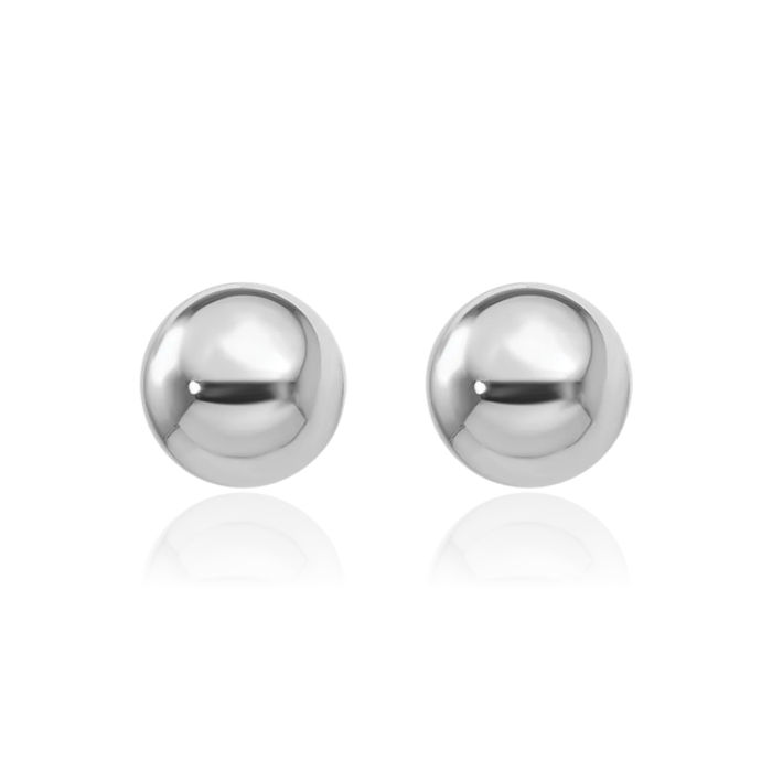 14K Solid White Gold 6mm Ball Stud Earrings