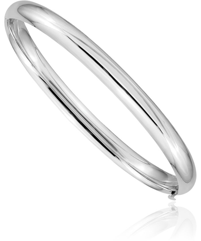 14K Solid White Gold 6mm Bangle Bracelet