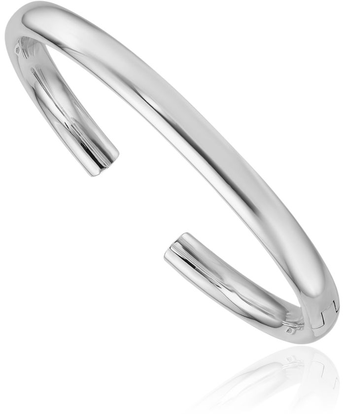 14K Solid White Gold 6mm Cuff Bracelet