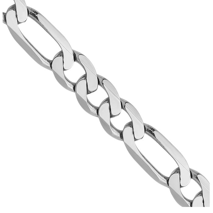 14K Solid White Gold 6mm Figaro Link Chain Necklace