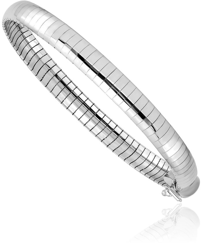 14K Solid White Gold 6mm Cubetto Omega Snake Chain Bracelet