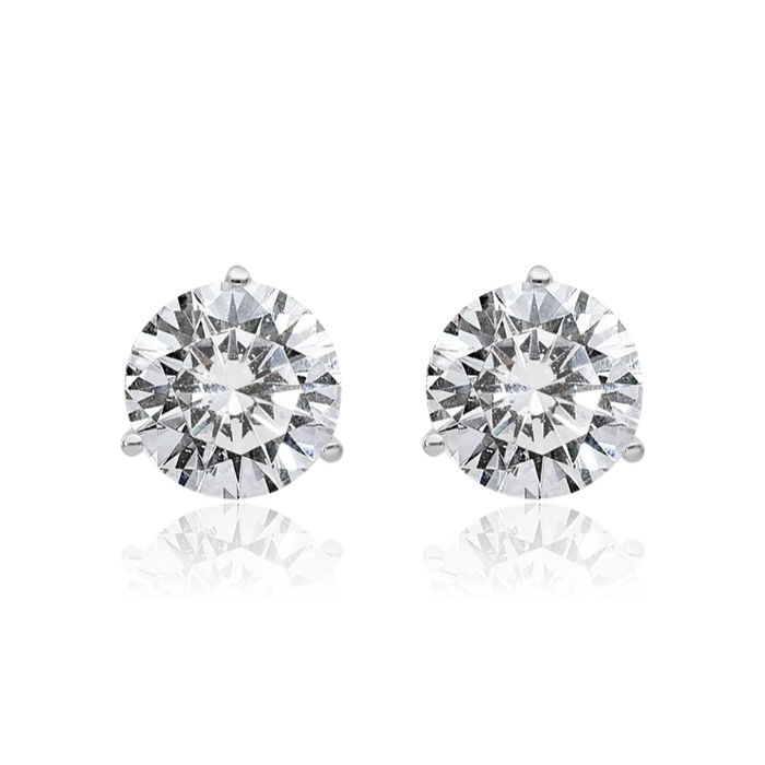 14K Solid White Gold 7.5mm Round Solitaire Moissanite Stud Earrings