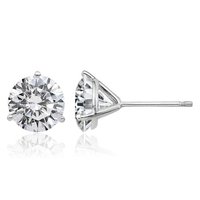 14K Solid White Gold 7.5mm Round Solitaire Moissanite Stud Earrings