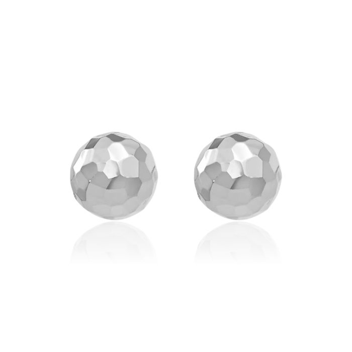 14K Solid White Gold 7mm Ball Stud Earrings