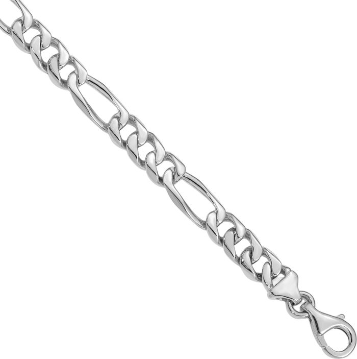 14K Solid White Gold 7mm Figaro Link Chain Bracelet