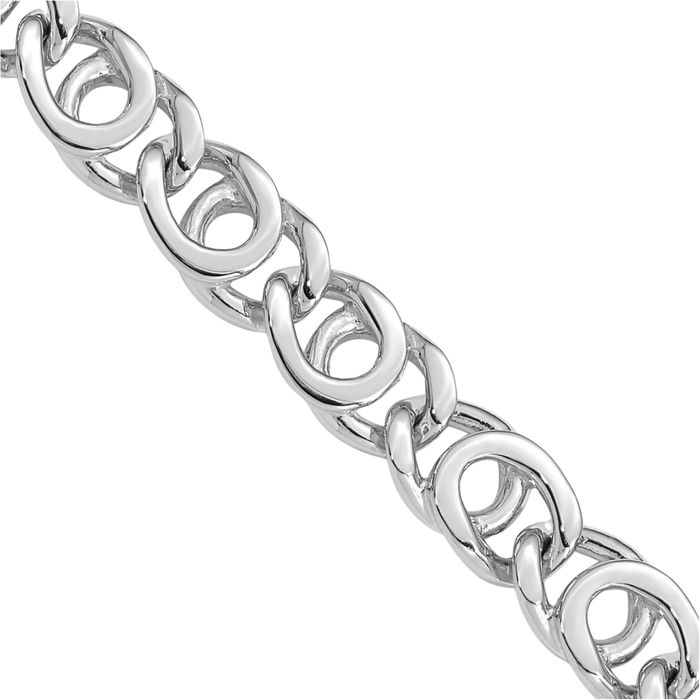 14K Solid White Gold 7mm Link Chain Bracelet