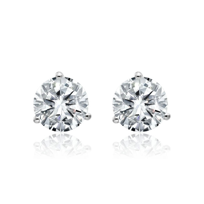 14K Solid White Gold 7mm Round Solitaire Moissanite Stud Earrings