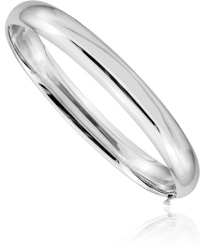 14K Solid White Gold 8mm Bangle Bracelet