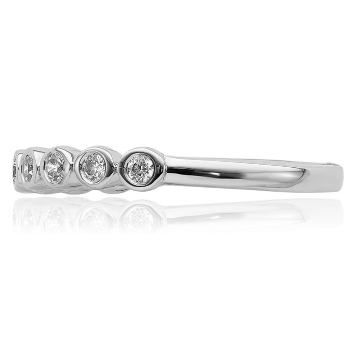14K Solid White Gold 9 Stone Diamond Anniversary Ring Eternity Wedding Band Bridal Jewelry
