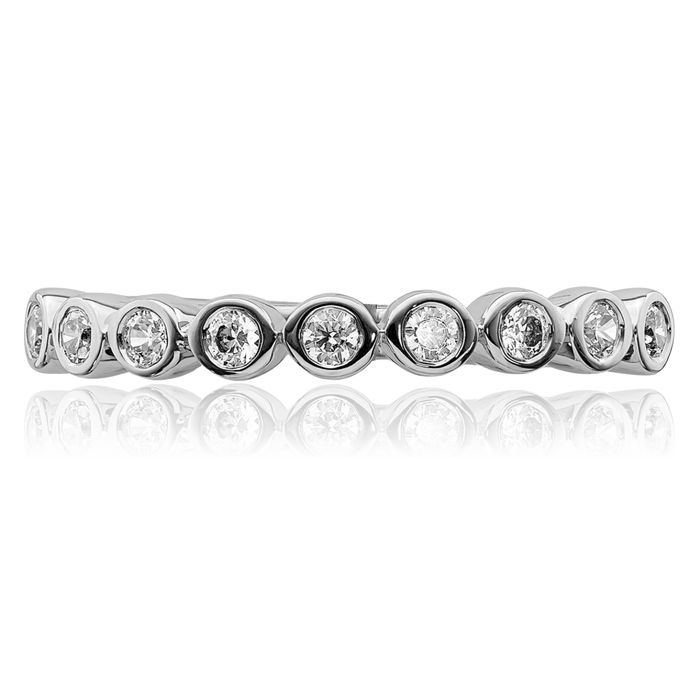 14K Solid White Gold 9 Stone Diamond Anniversary Ring Eternity Wedding Band Bridal Jewelry