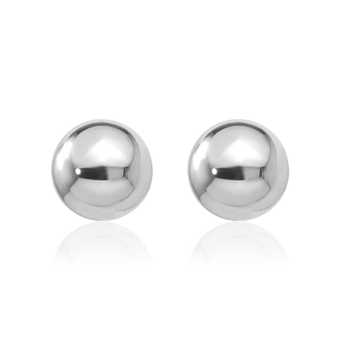 14K Solid White Gold 9mm Ball Stud Earrings