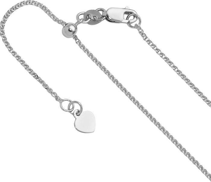 14K Solid White Gold Adjustable 1.2mm Double Curb Link Chain Necklace