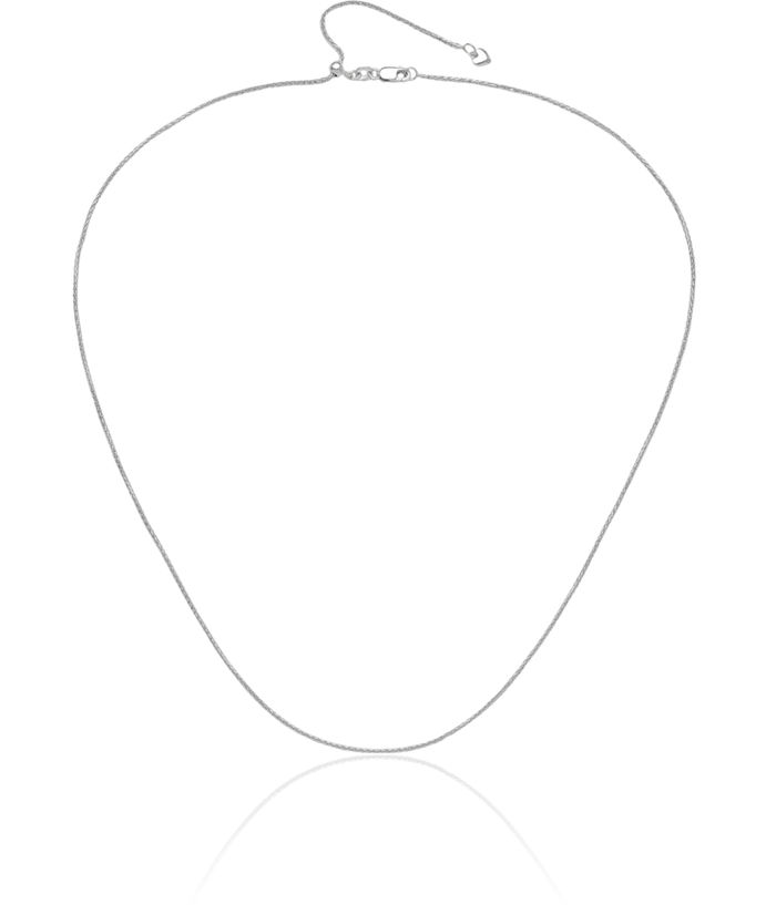 14K Solid White Gold Adjustable 1.2mm Spiga Wheat Link Chain Necklace