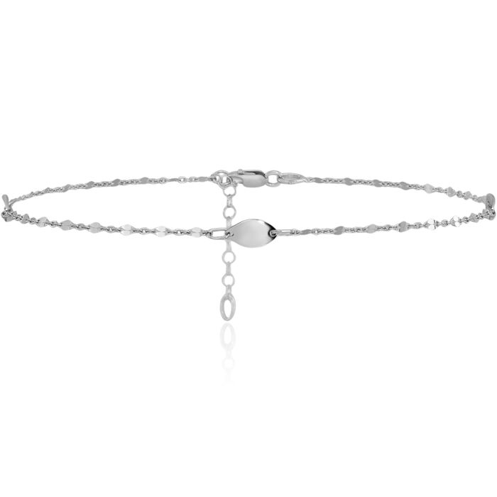 14K Solid White Gold Anklet Summer Beach Foot Ankle Bracelet