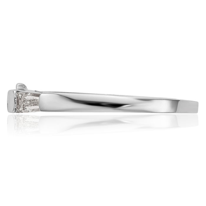 14K Solid White Gold Baguette Diamond Wedding Band Ring