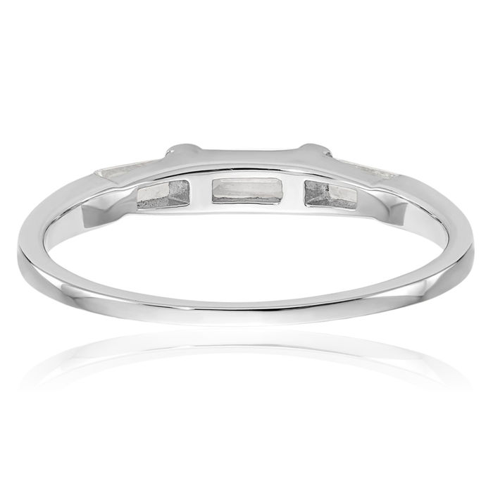 14K Solid White Gold Baguette Diamond Wedding Band Ring