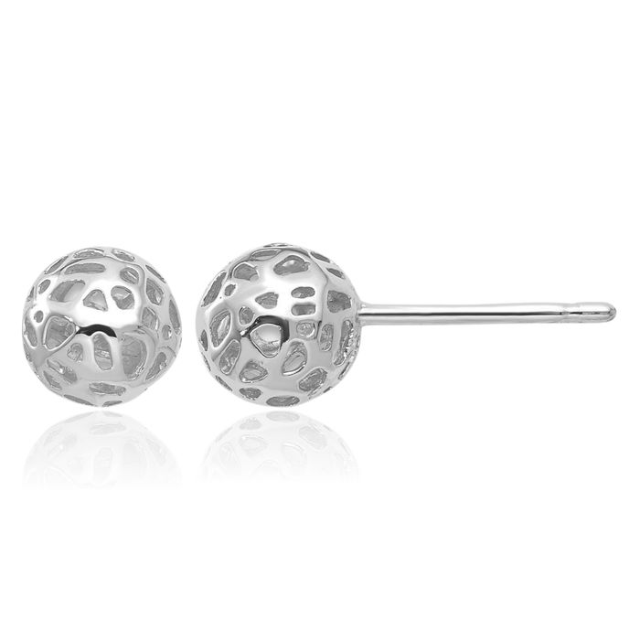 14K Solid White Gold Ball Stud Earrings