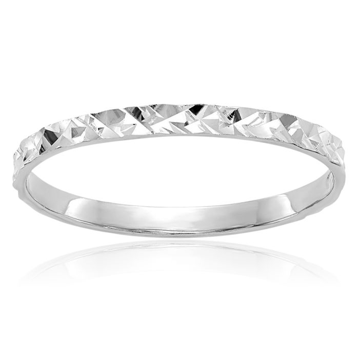 14K Solid White Gold Band Ring