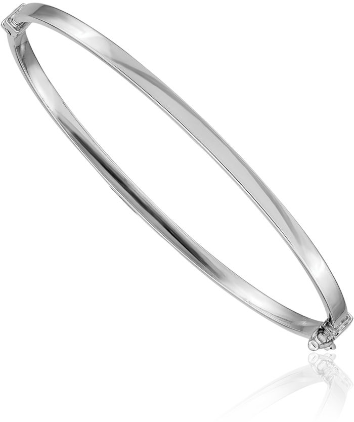 14K Solid White Gold Bangle Bracelet