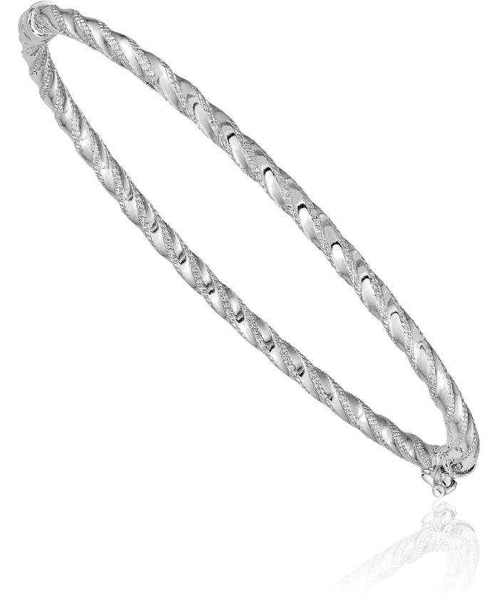 14K Solid White Gold Bangle Bracelet