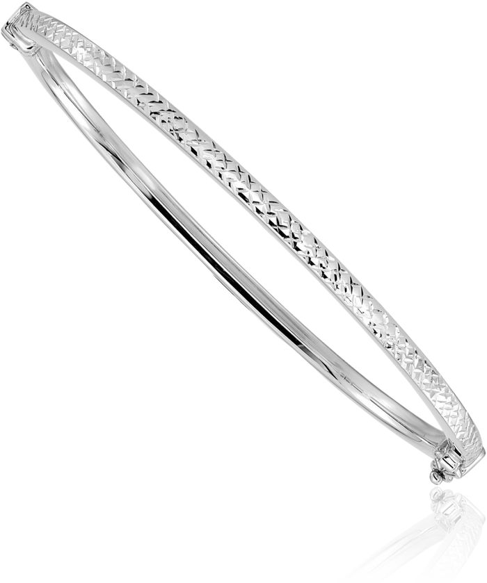 14K Solid White Gold Bangle Bracelet