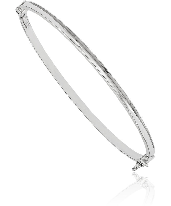 14K Solid White Gold Bangle Bracelet