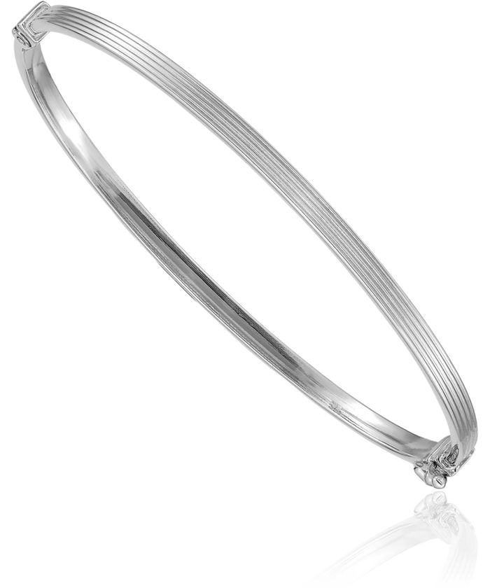 14K Solid White Gold Bangle Bracelet