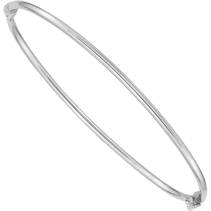 14K Solid White Gold Bangle Bracelet