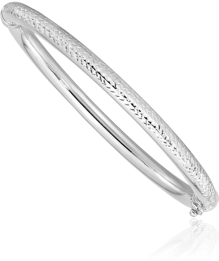 14K Solid White Gold Bangle Bracelet