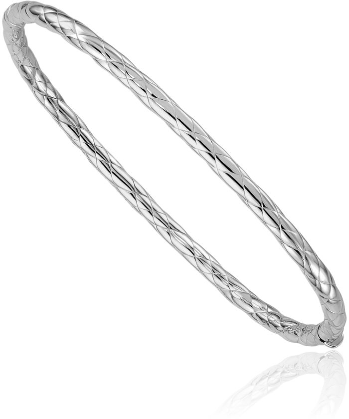 14K Solid White Gold Rectangular Bangle Bracelet